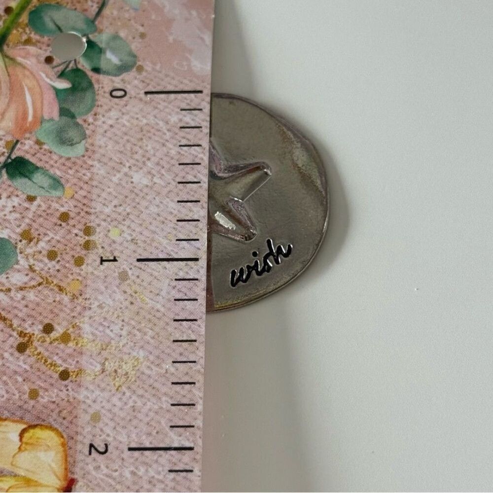 Silver Tone Star Wish Engraved Pendant Charm - Picture 3 of 4